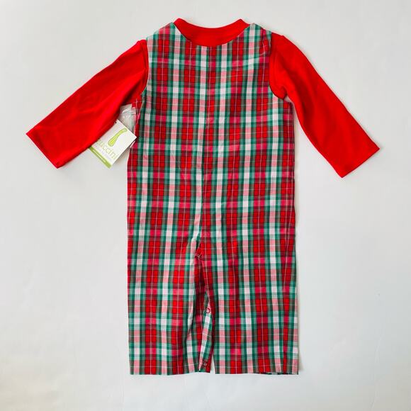NWT 3M Zuccini Kids Red Plaid Longall Set - Picture 4 of 6